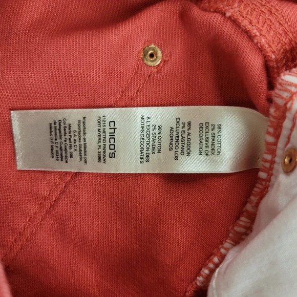 Chicos Jeans Womens 00 US 2 Pink/Red Platinum Crop Casual Pockets Flat Front - Picture 8 of 13